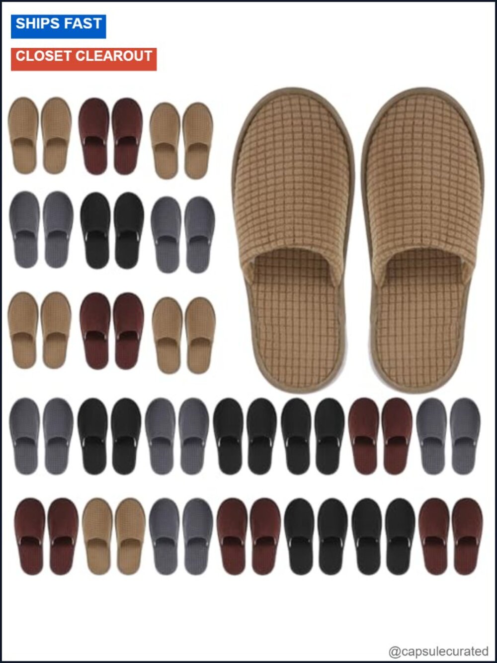 Soft Non Slip House Slippers - 24 Pack Coral Fleece EVA Sole